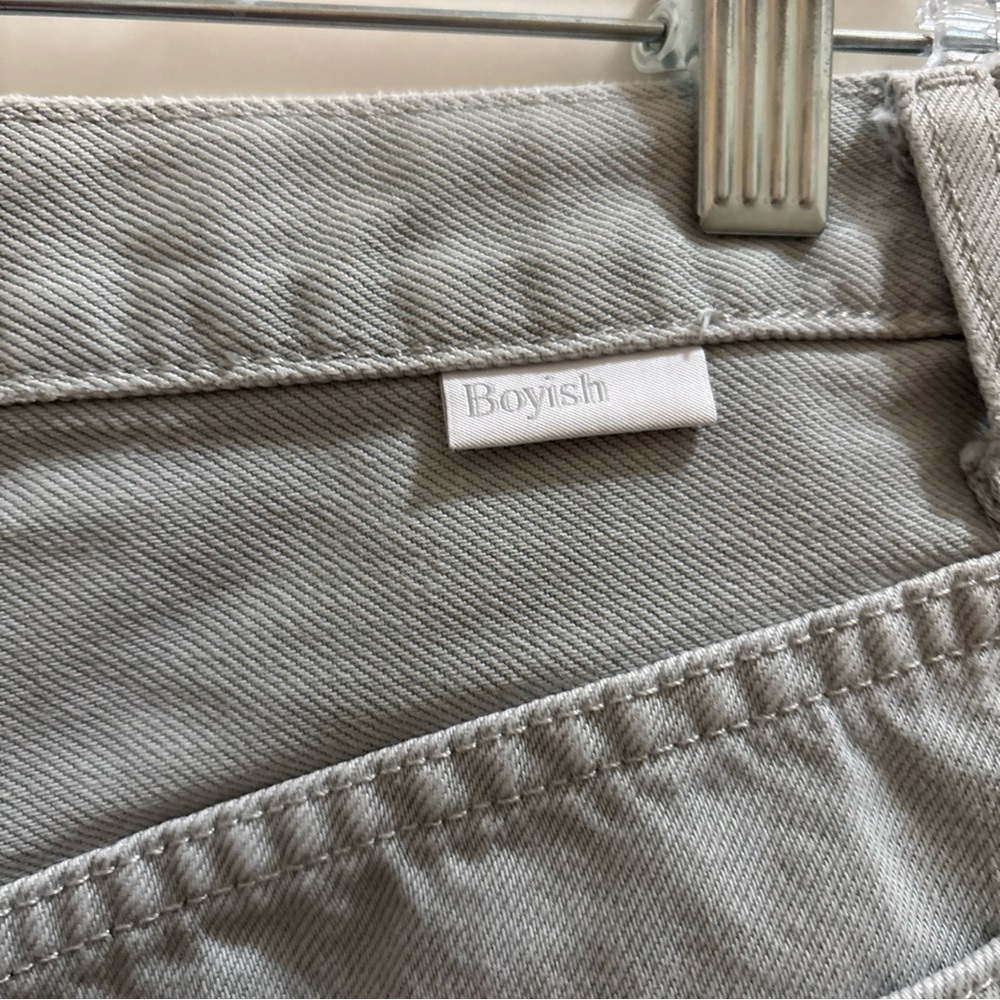 Boyish The Corey Raw Hem Denim Mini Skirt in Ashes & Diamonds Wash 28 Button Fly - Picture 6 of 8
